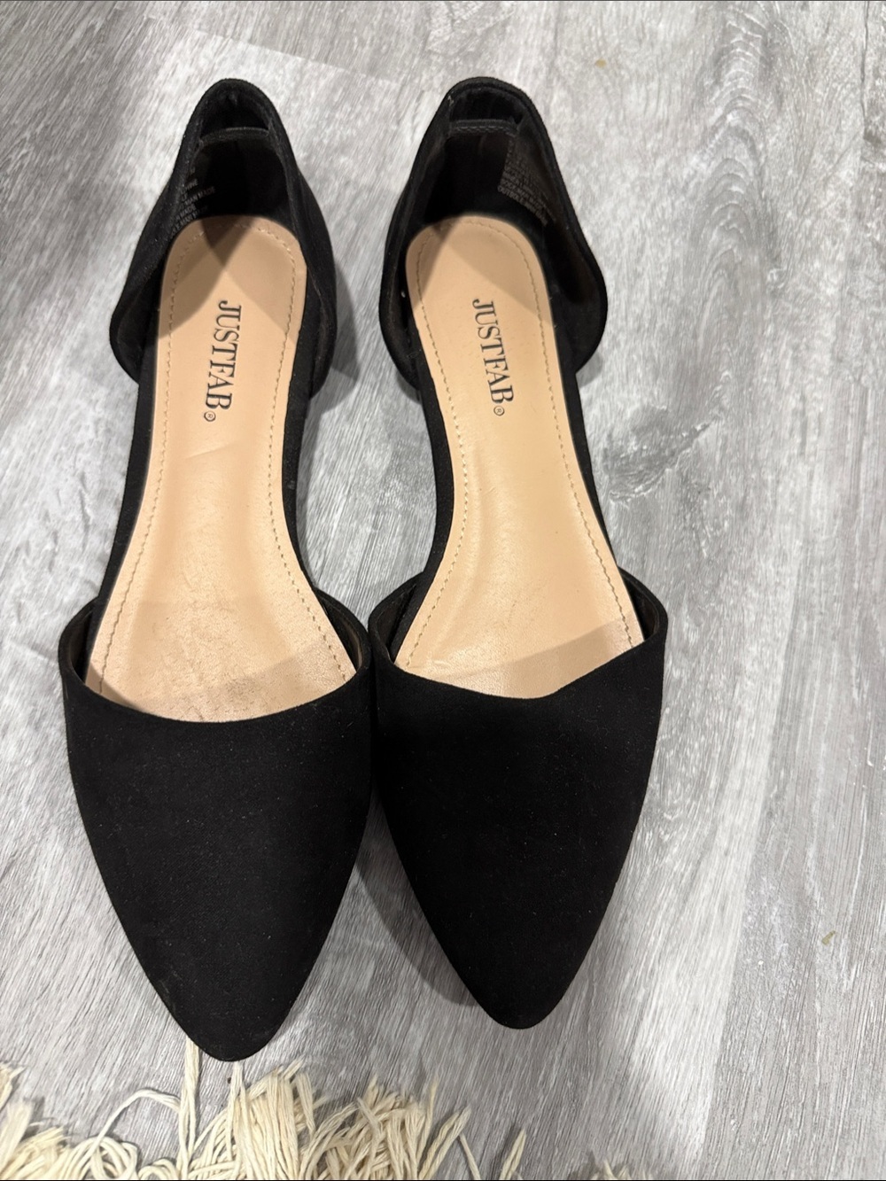 JustFab Black Pointed D'Orsay Flats